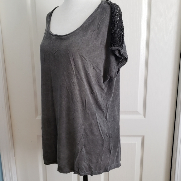 Cap Sleeve Crocheted Top XL Boho T-shirt - Picture 7 of 8